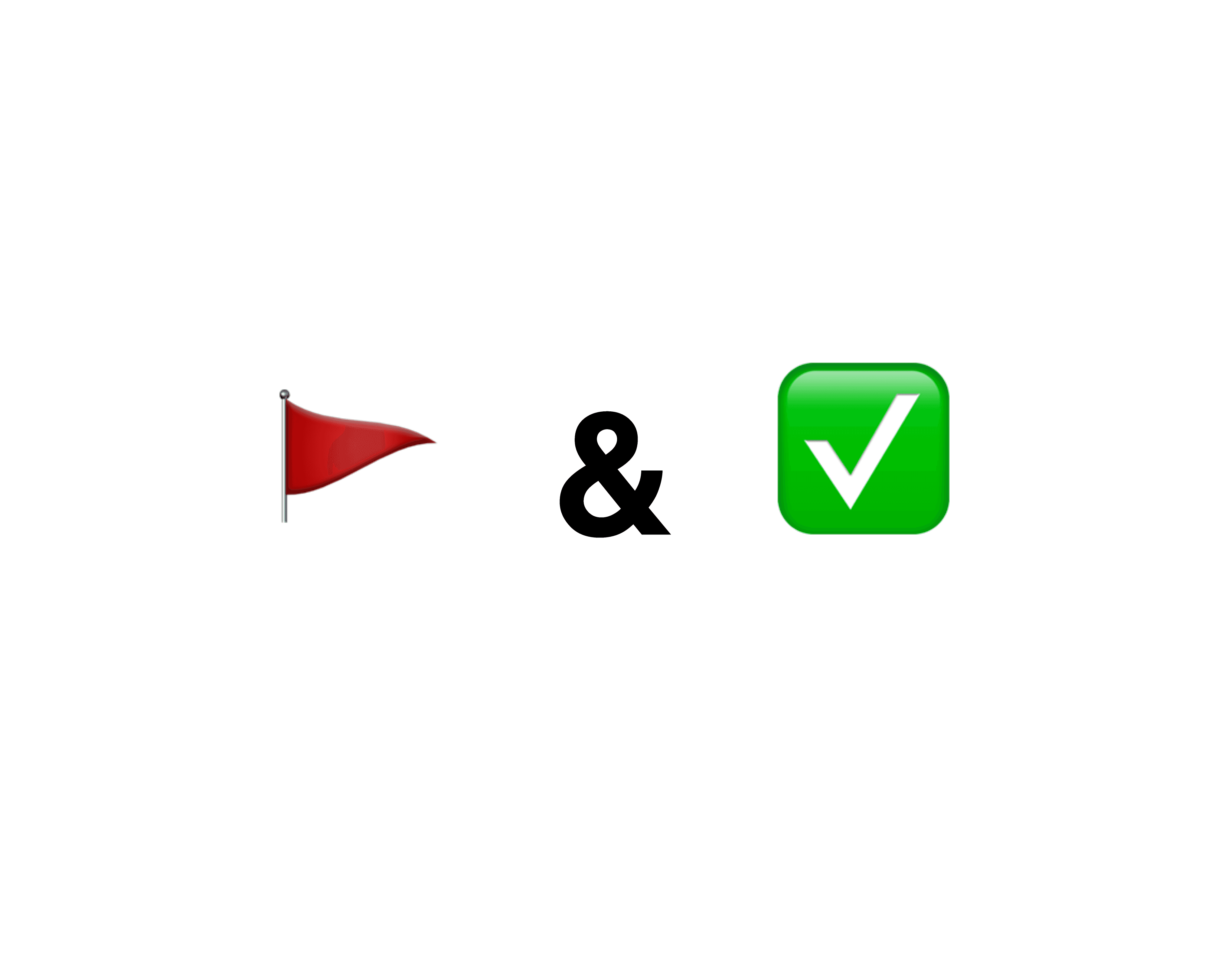 Red flag and green check icons representing warning signs and positive signals when working with a branding agency.