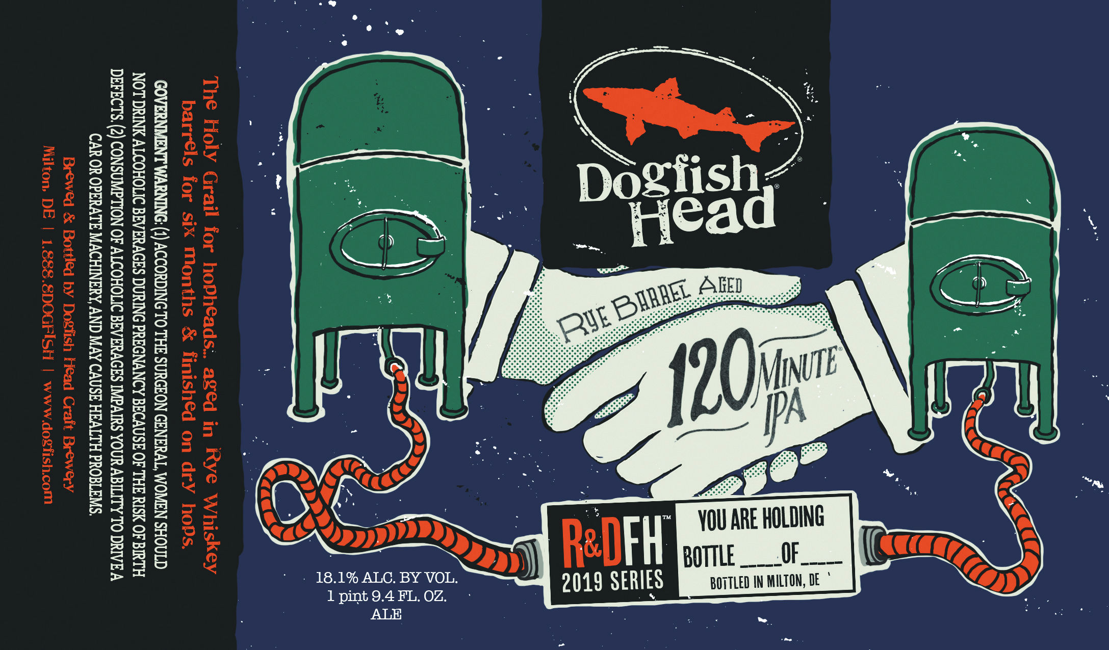 Product photography of a craft beer sitting in front of stainless steel tanks. The final beer has been poured into a shaped glass showcasing a hazy, golden liquid. 