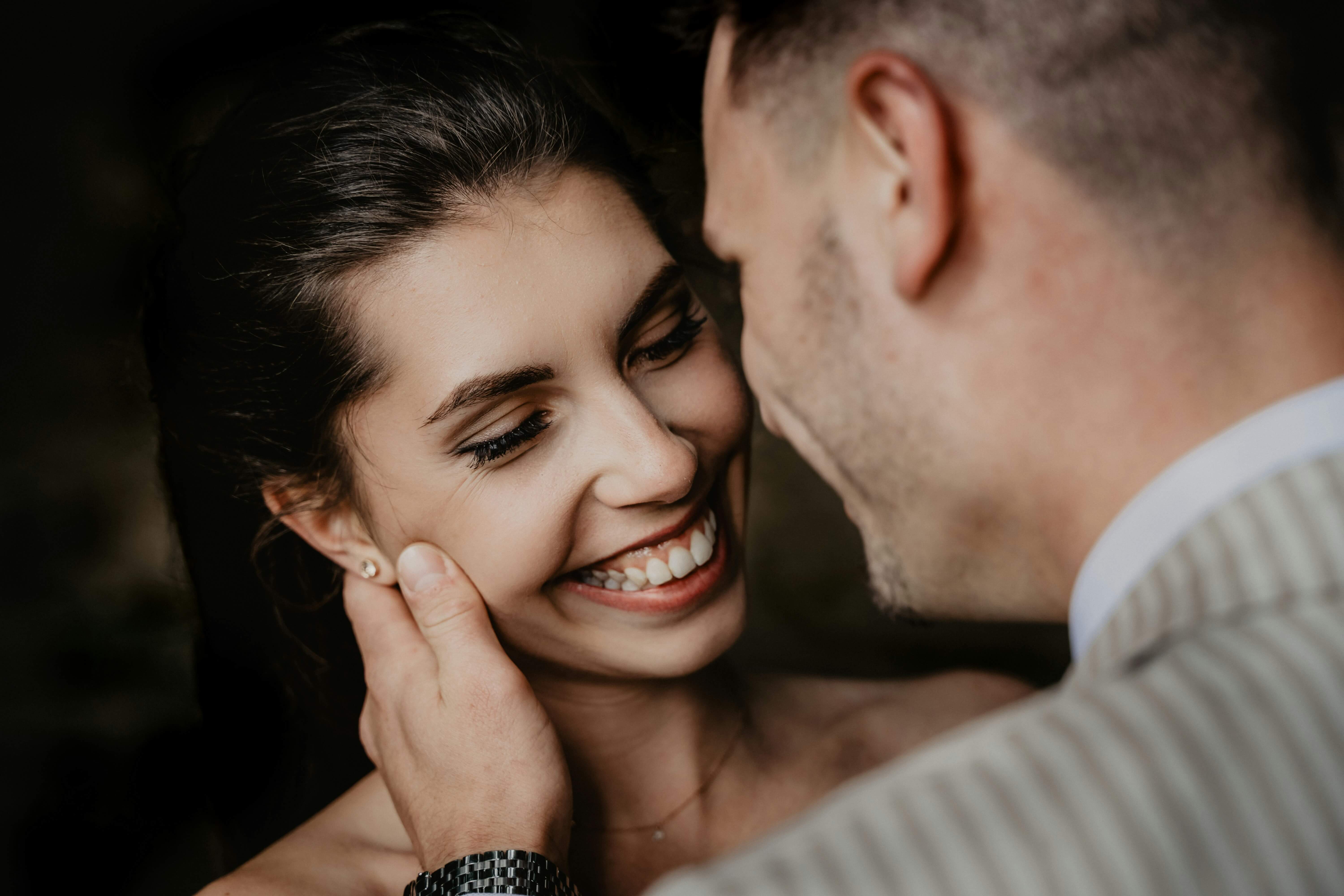 Close up of couple smiling