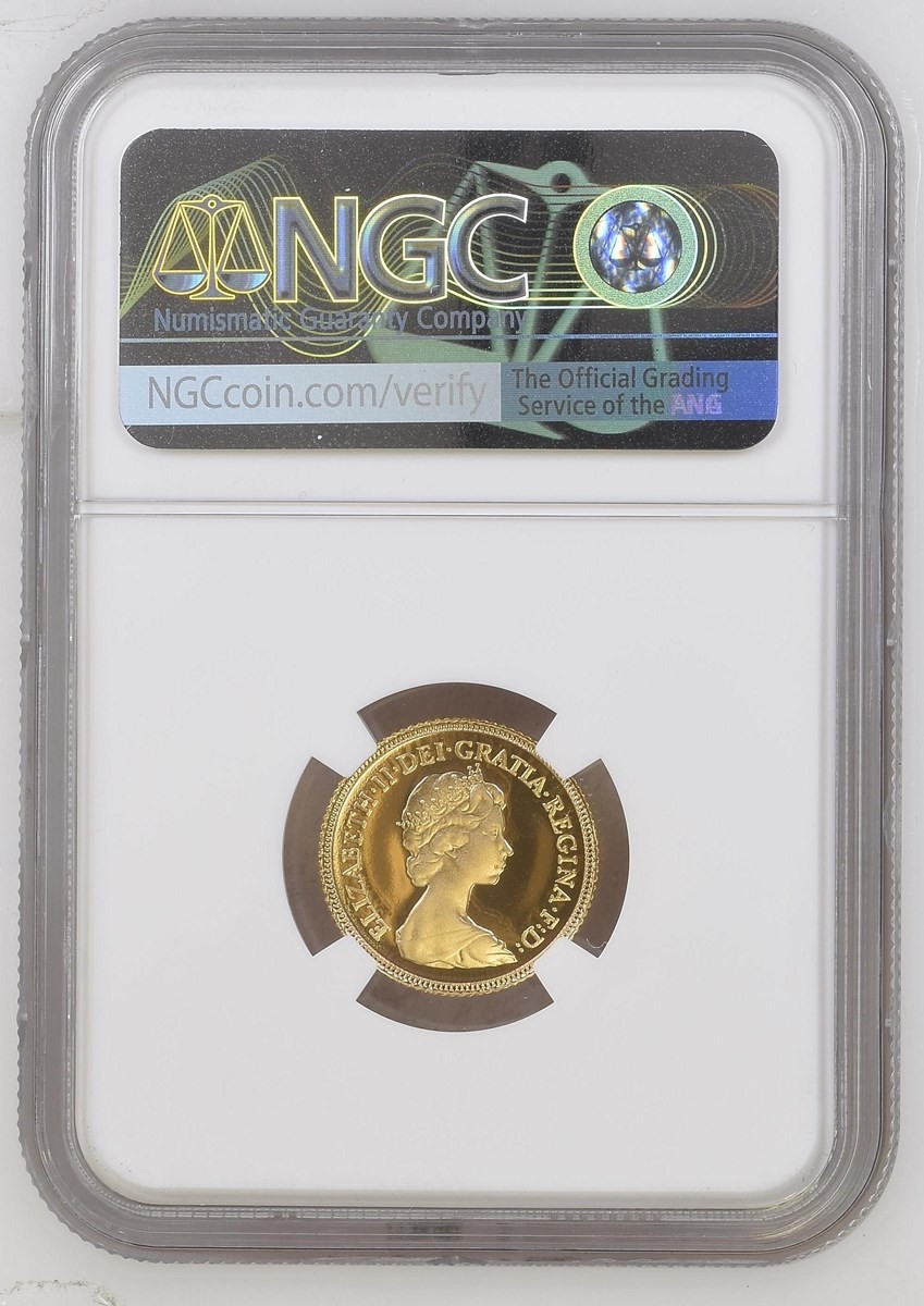 1982 Great Britain proof half sovereign bearing the Arnold Machin portrait.