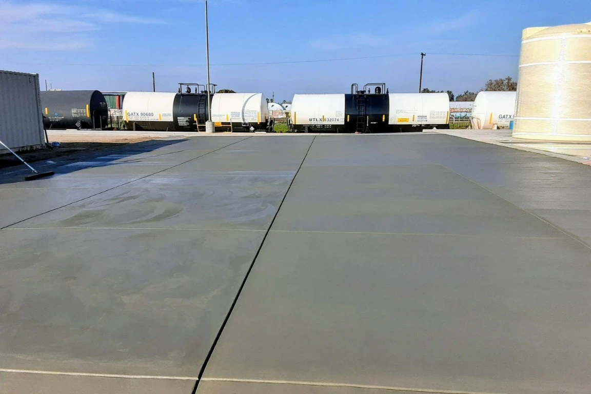 Finished RV and shop concrete pad installed by John Alonso Concrete at a Central Valley property.