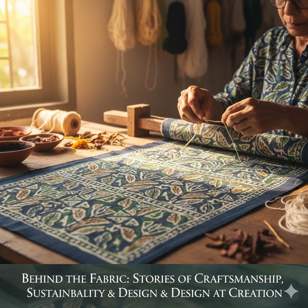 Someone actively weaving in a rustic setting