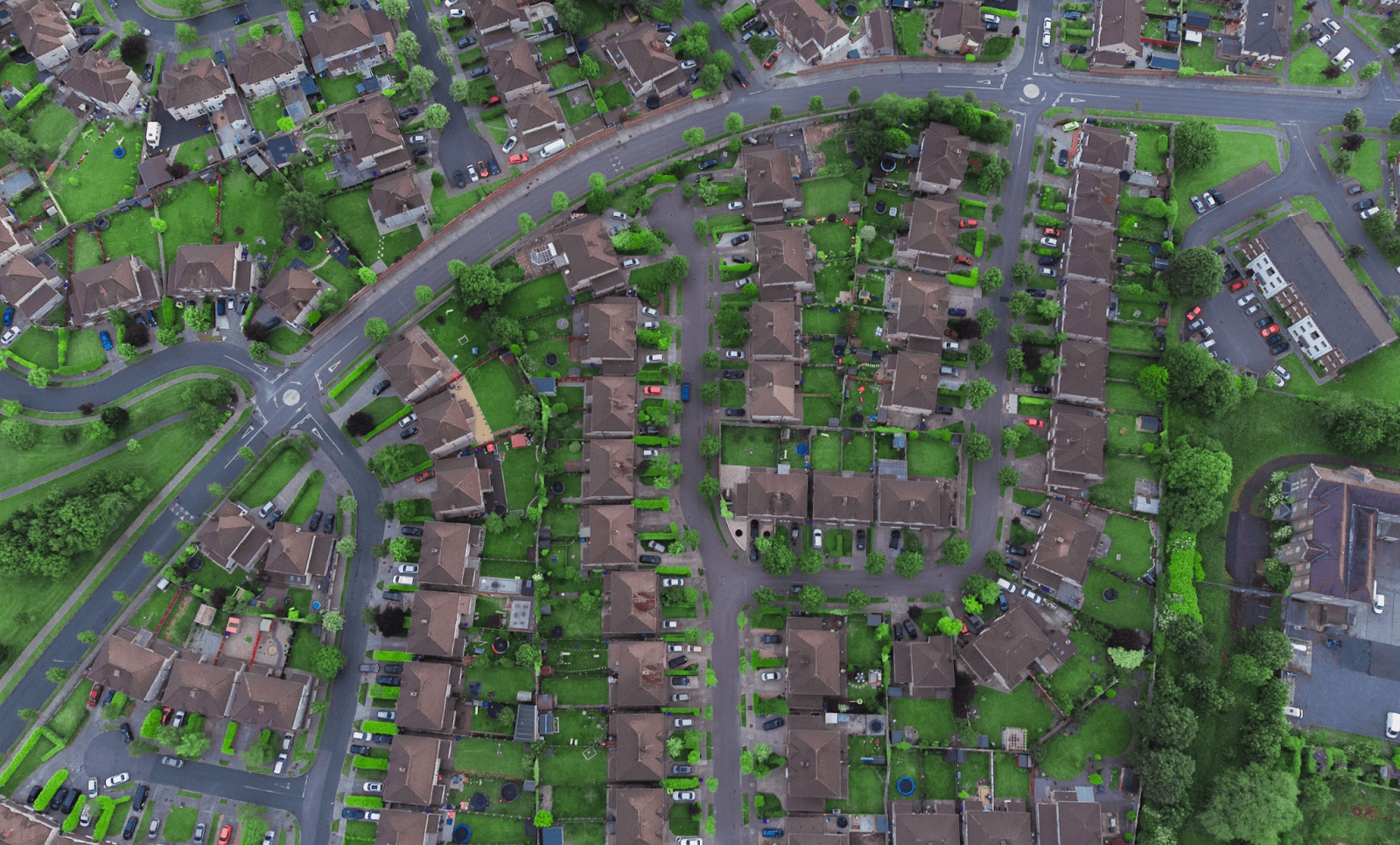 Similar houses in a neighbourhood, taken from above