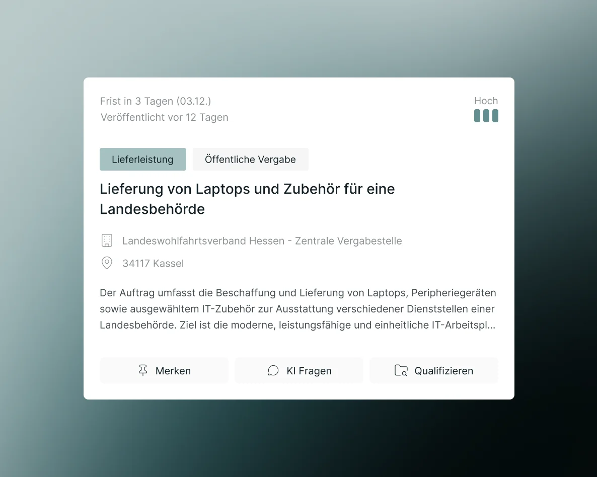 Ausschreibungsbeispiel-Lieferung von Laptops und Zubehör für eine Landesbehörde