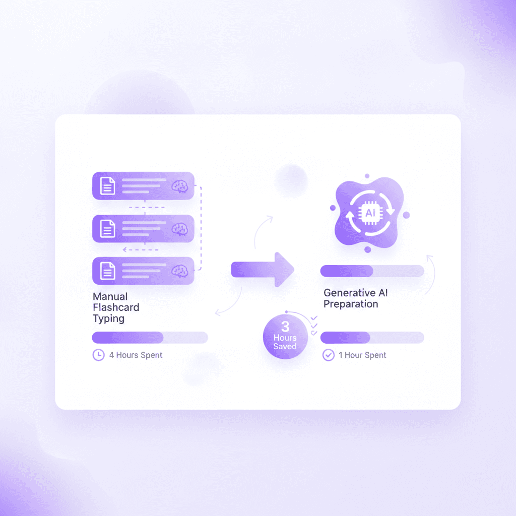 Time saved using AI study tools versus manual flashcard apps