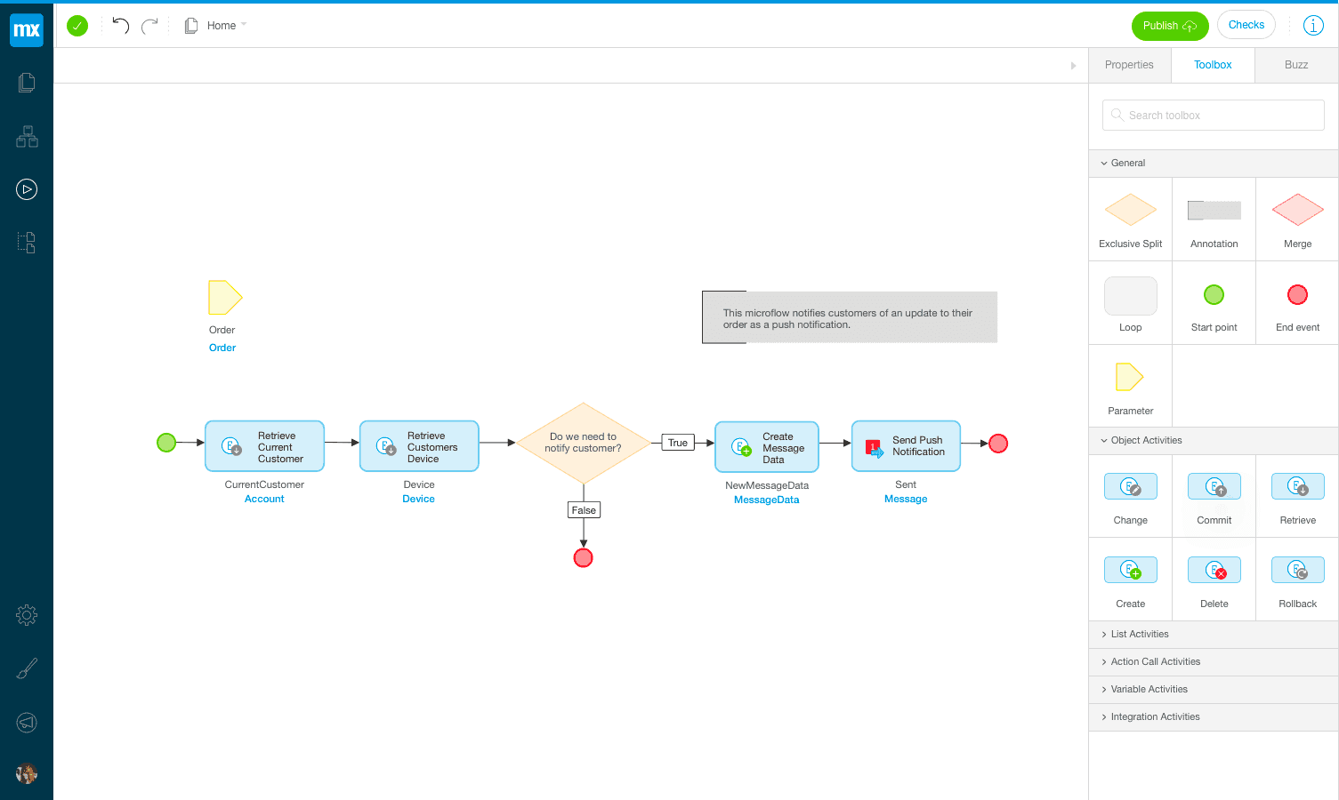 Mendix low code visual development