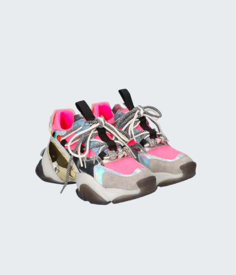 Silver and Pink Trendy Sneakers