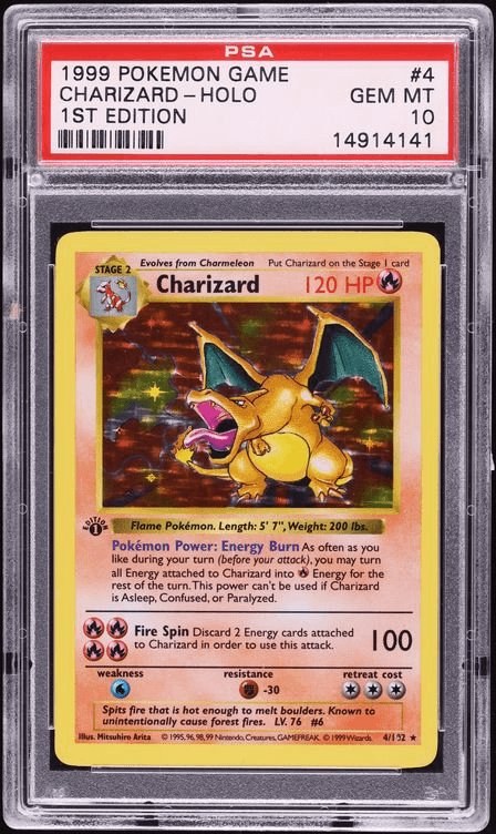 1999 Pokemon Base Set Shadowless 1st Edition Holo Charizard #4 PSA 10 GEM MINT