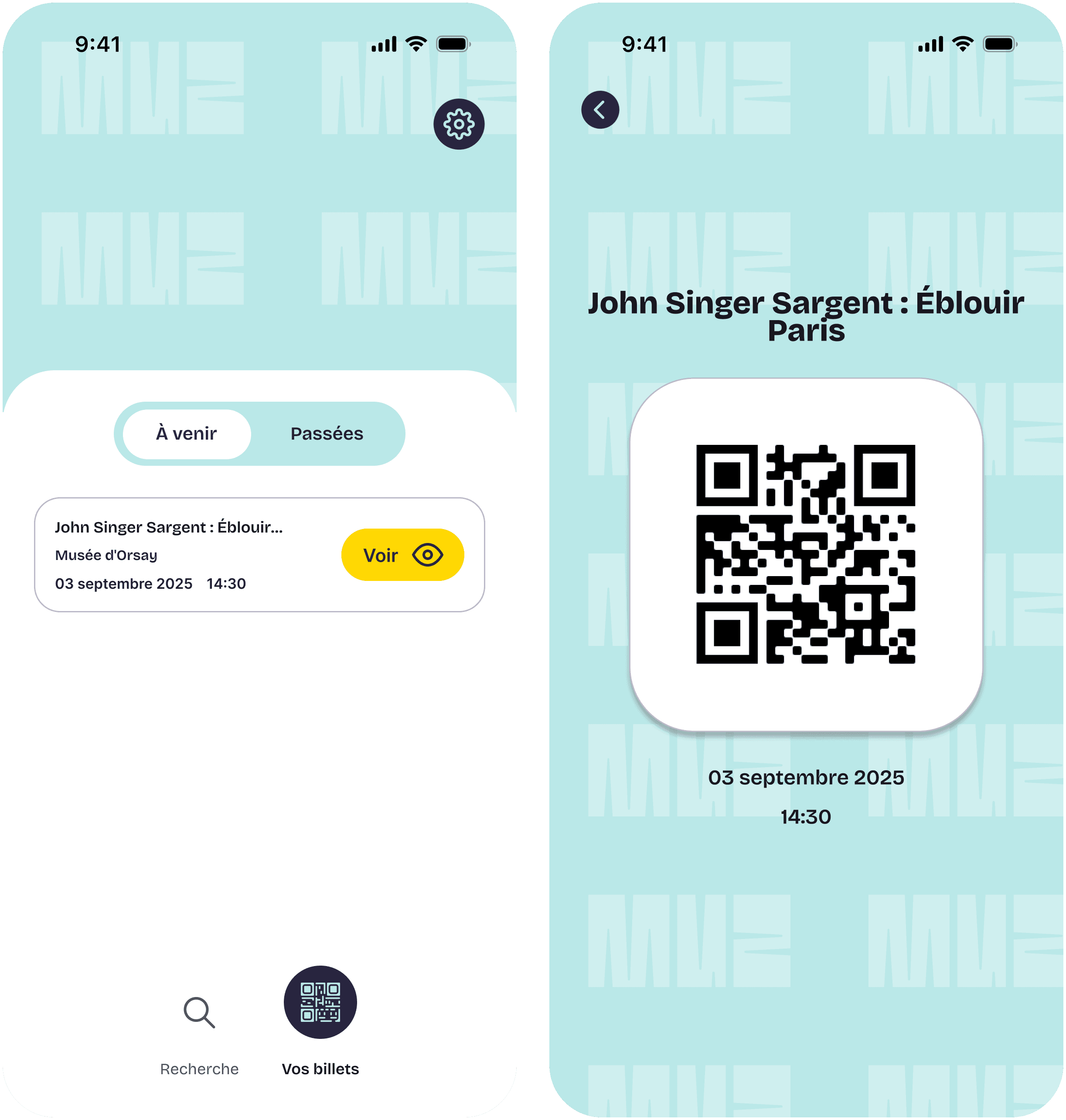 retrouver ses billets sur l'application