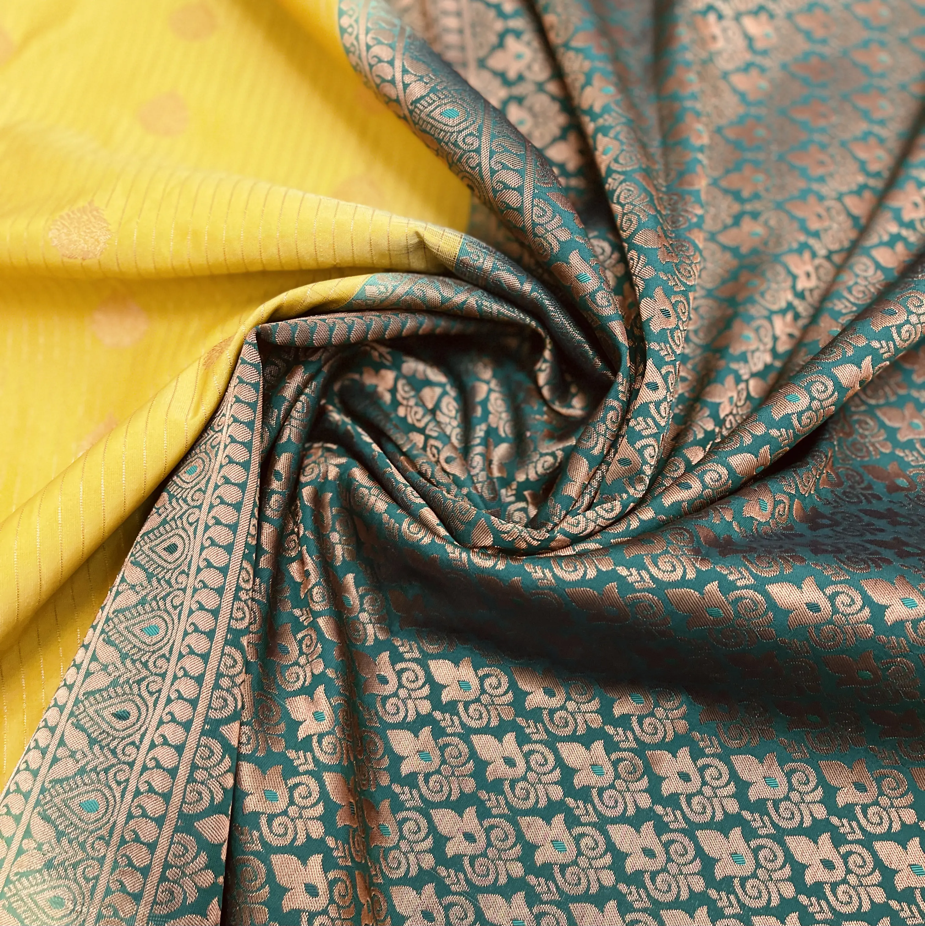 Lemon Yellow Semi Kanchivaram Art Silk Saree