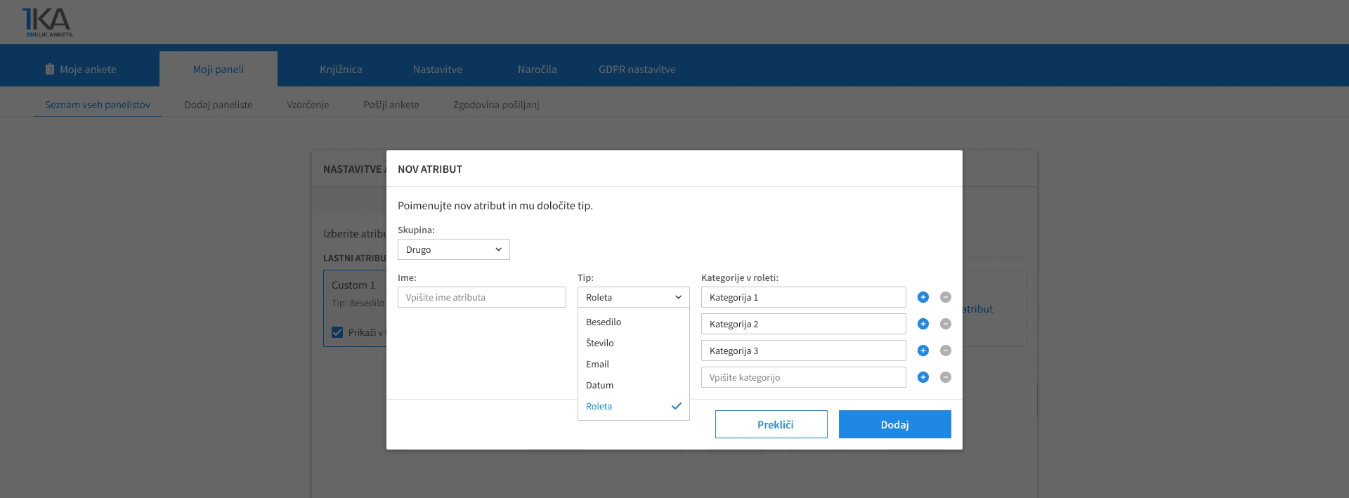 1ka panels - new custom variable