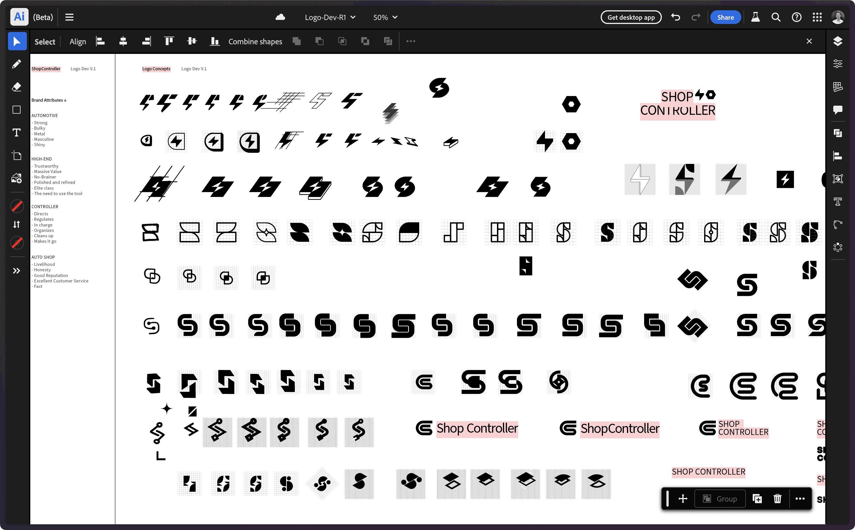 A computer screen displaying a collection of icons and symbols, including a variety of letters and numbers. The icons are arranged in rows and columns, showcasing a diverse range of designs and styles. The screen is likely used for designing or organizing these symbols, possibly for a software or application.