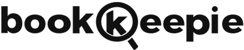 Bookie logo with integrated magnifying glass