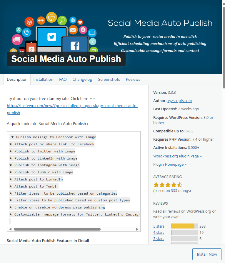 social media auto publish plugin