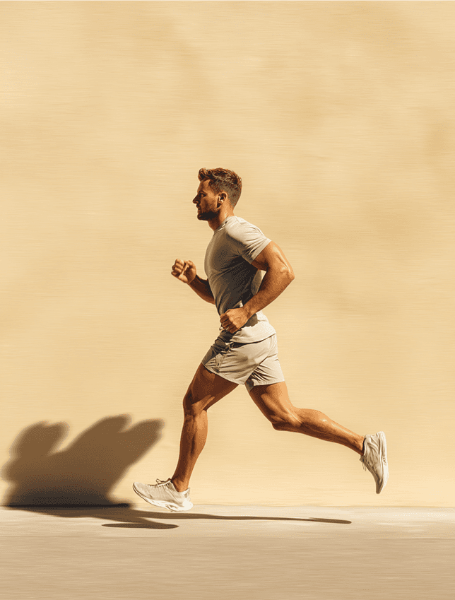 woman in white vest and black bikini with hand on chest