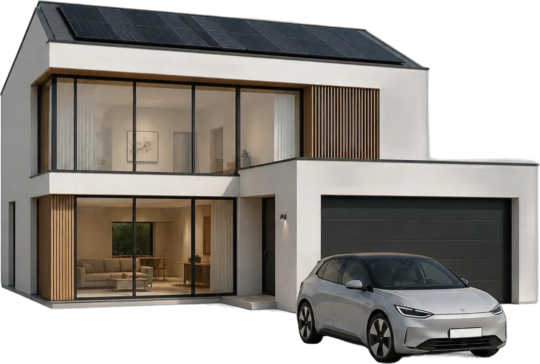 Einfamilienhaus mit Photovoltaik und Elektroauto