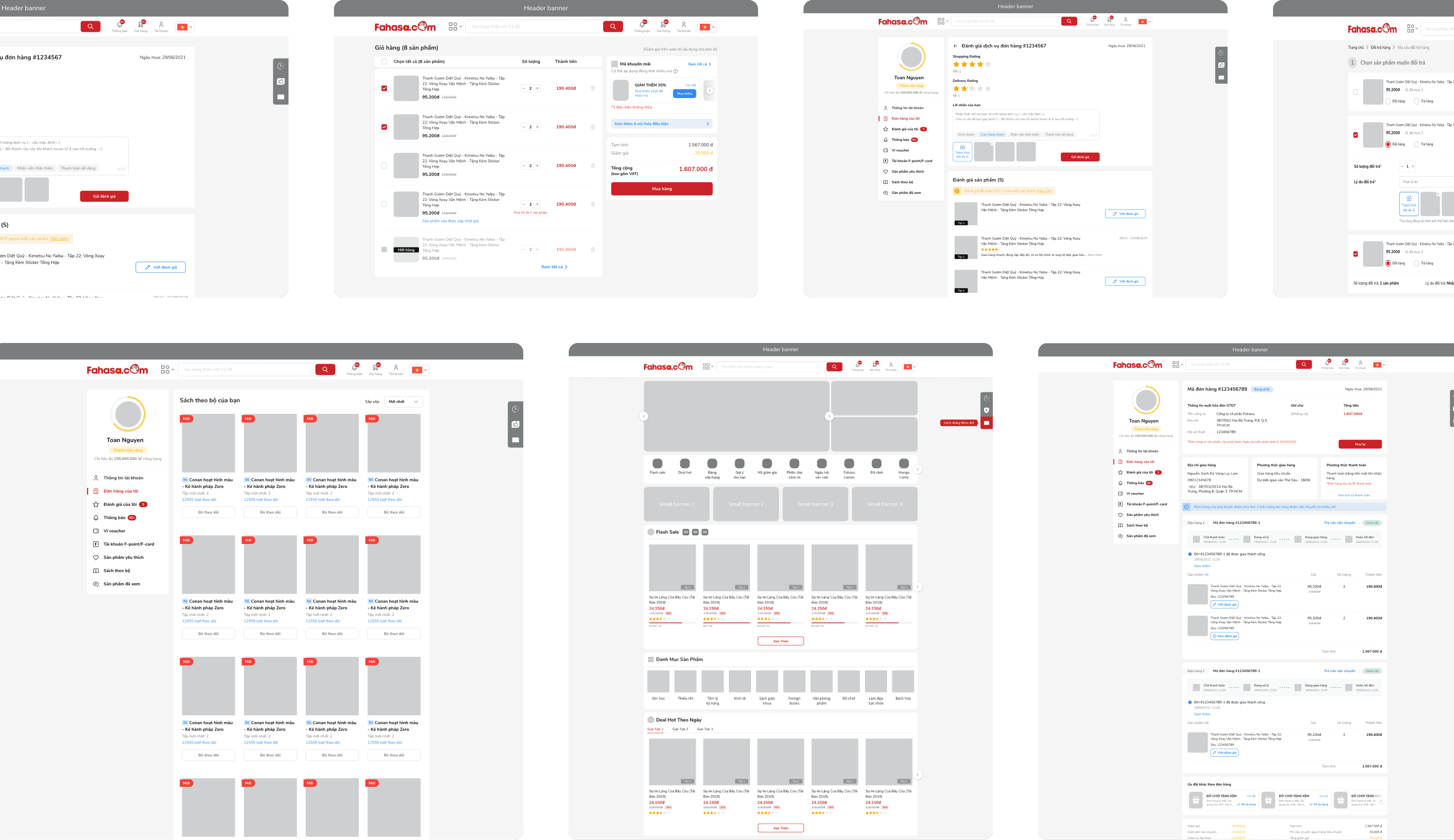 Wireframe UXUI case study Fahasa - UXUI Product Design Nguyen Tan Toan