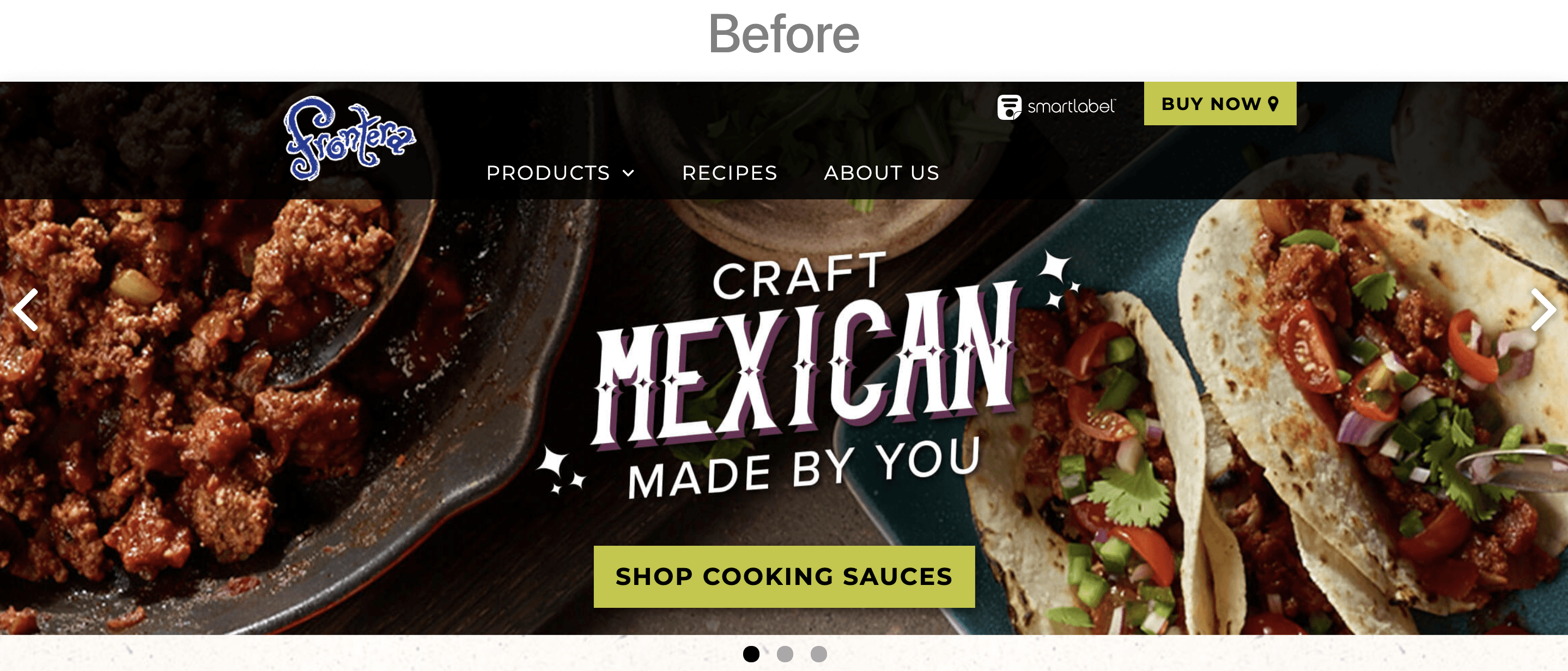 Original Frontera homepage hero section