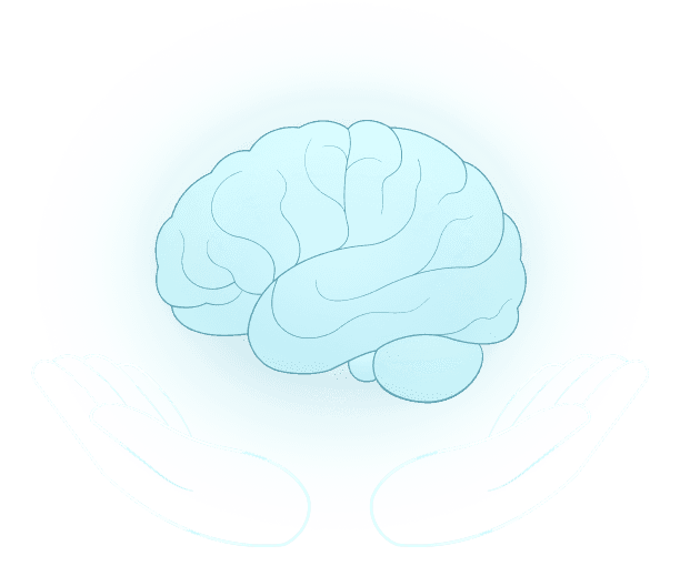 Ilustración de unas manos sosteniendo un cerebro, representando transformación de creencias.