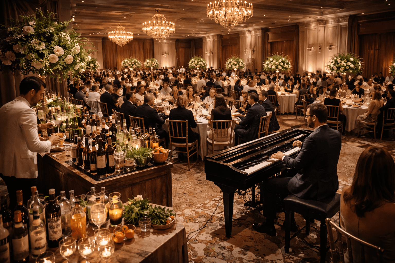 Cena di gala internazionale a Milano con 200 ospiti e vermouth & amari corner