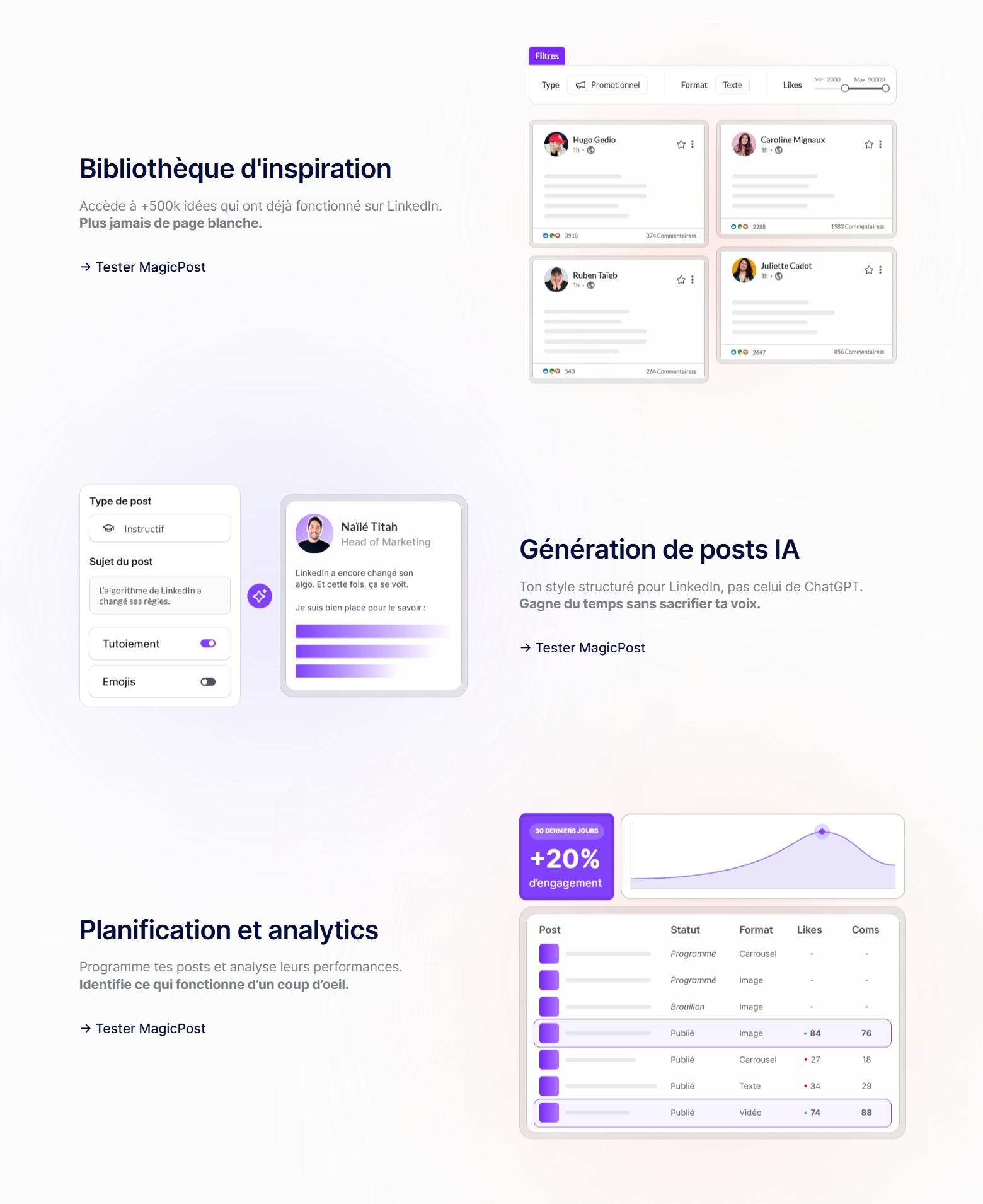 section bénéfices landing page magicpost