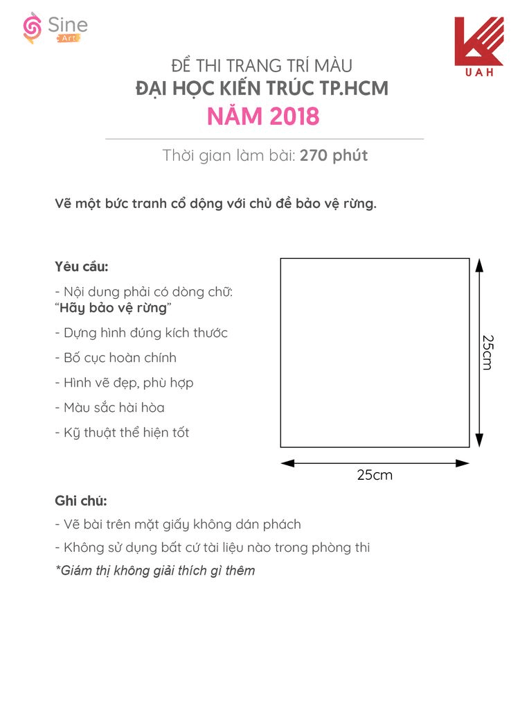 Đề thi trang trí màu Đại học Kiến trúc TPHCM qua các năm