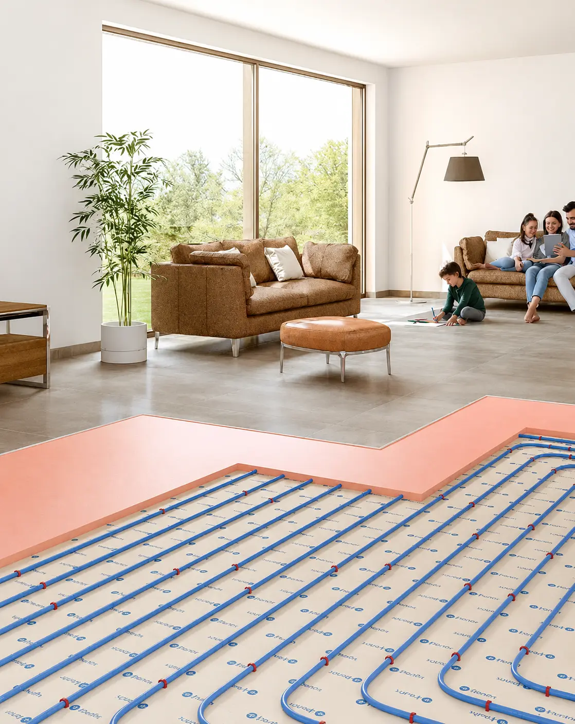 Installation de plancher chauffant à Évian-les-Bains par Sanitherm