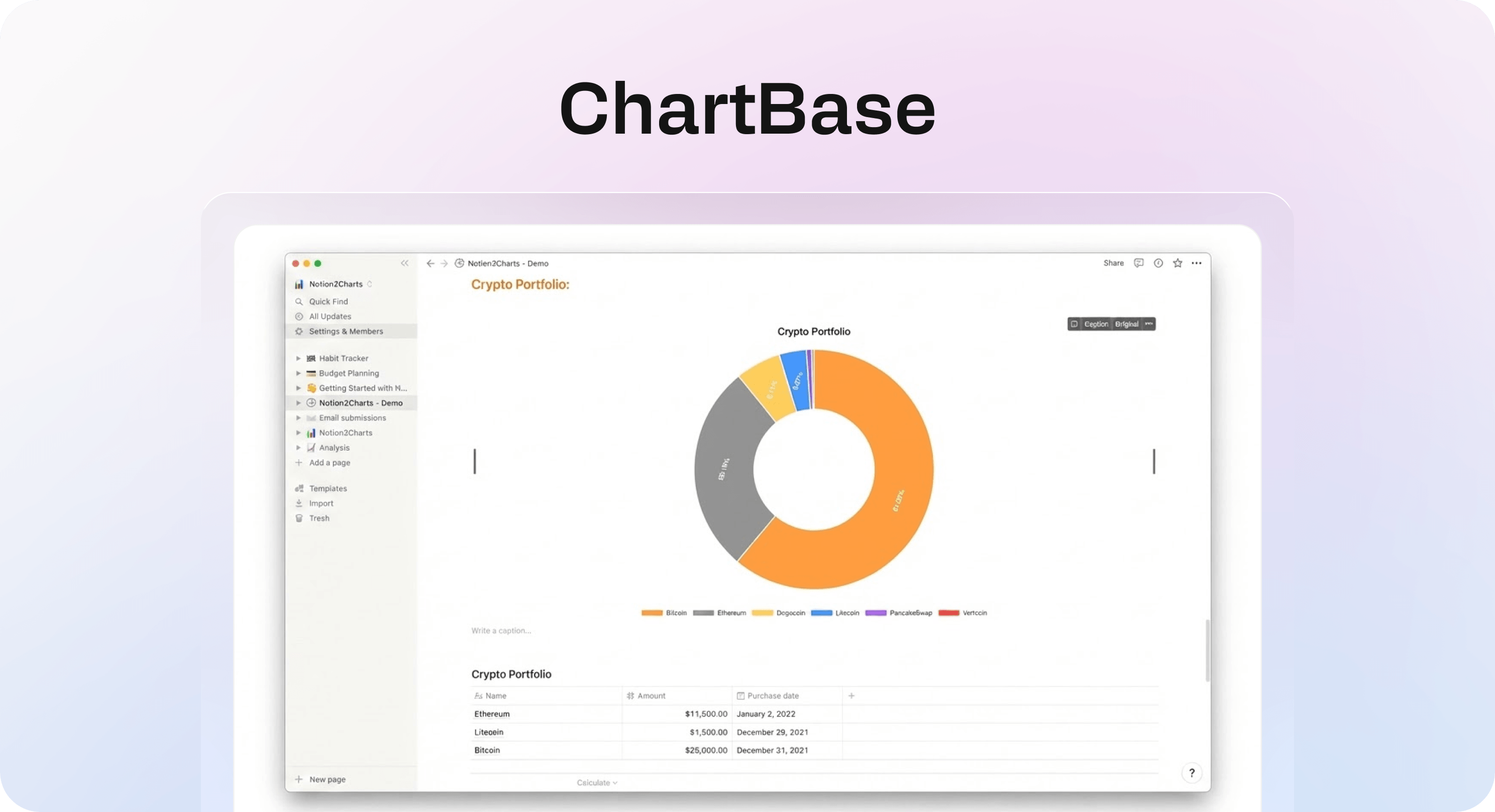 ChartBase integration for creating charts from Notion databases