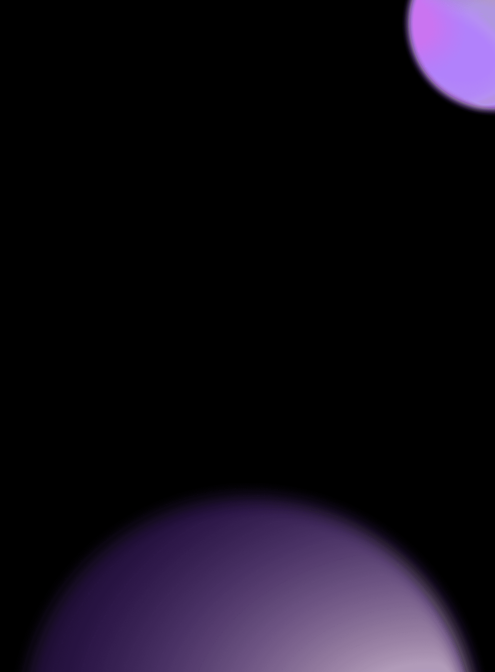 Purple orb on dark background that represent AI technology used in Nextio