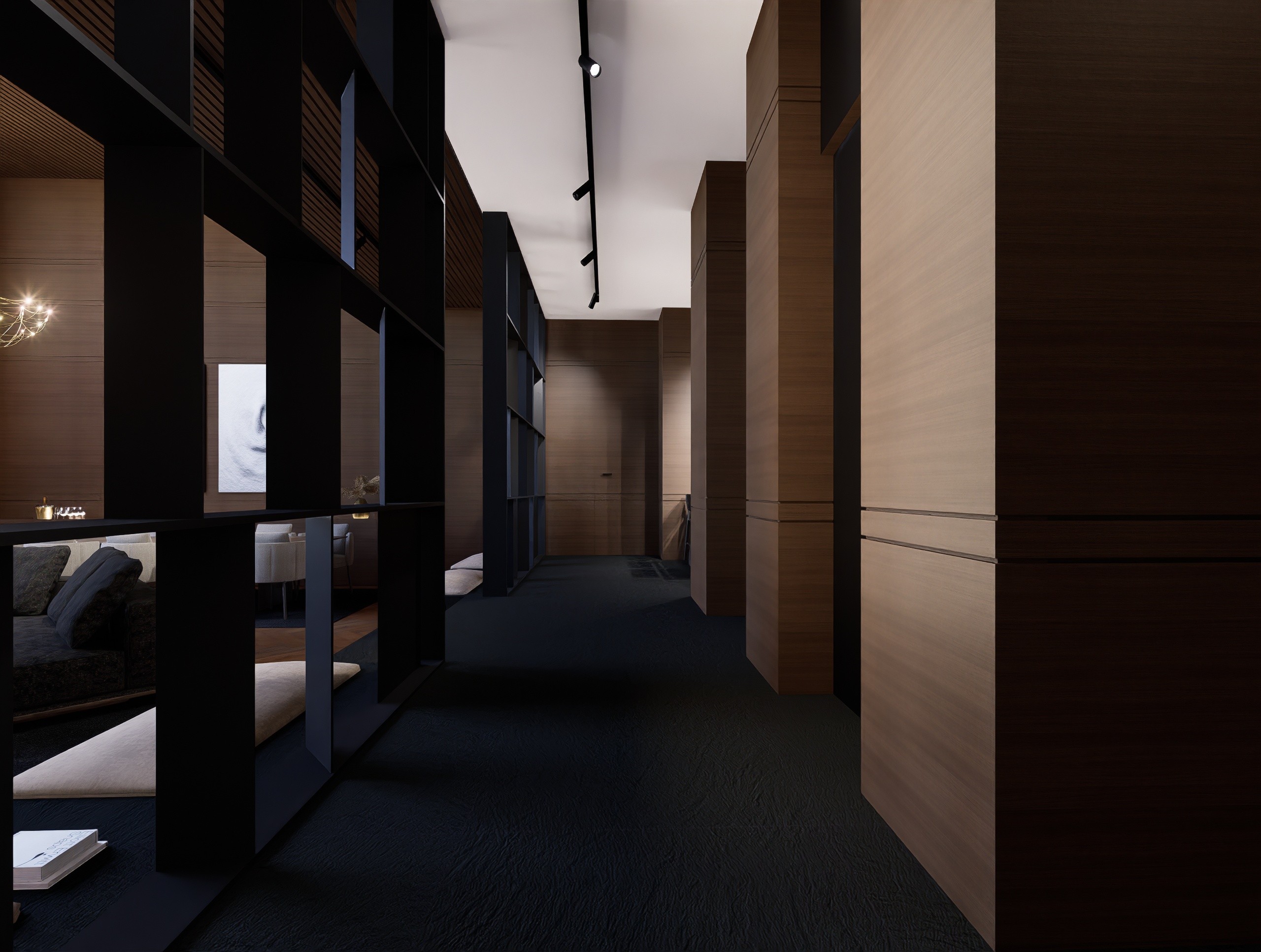 Seamless integration of storage and functional zones within custom-detailed timber wall treatments in a Limassol residence by topos design studio