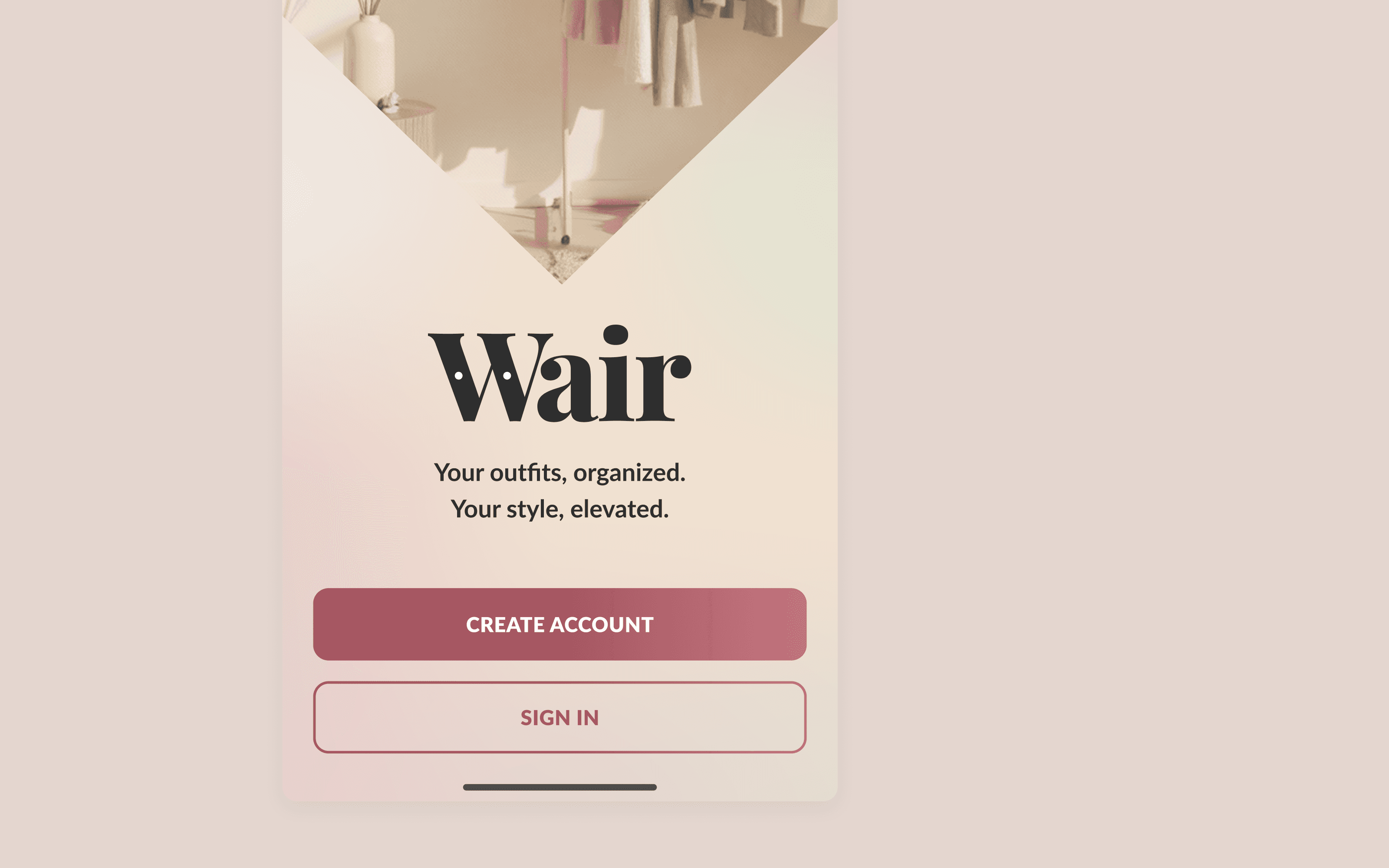 Wair welcome screen