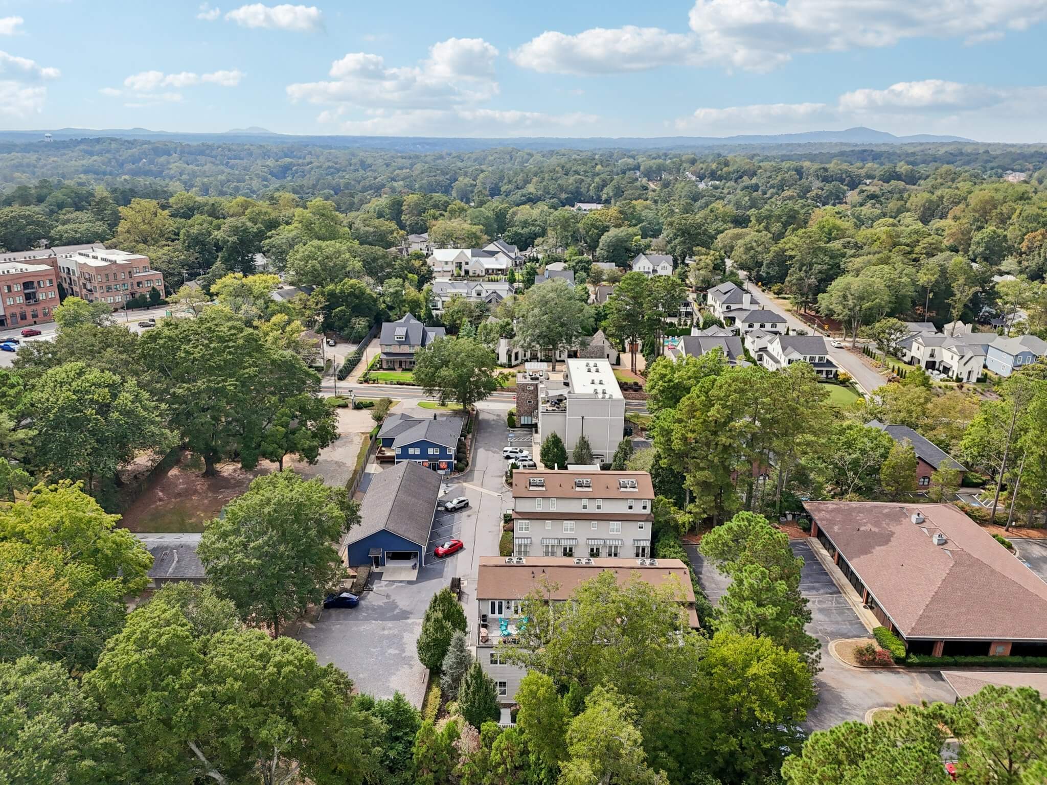 Aerial view of downtown Roswell, Georgia