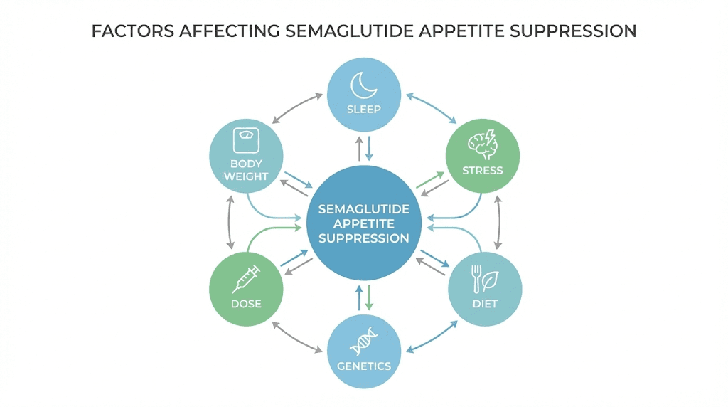 Factors that influence how fast semaglutide suppresses appetite