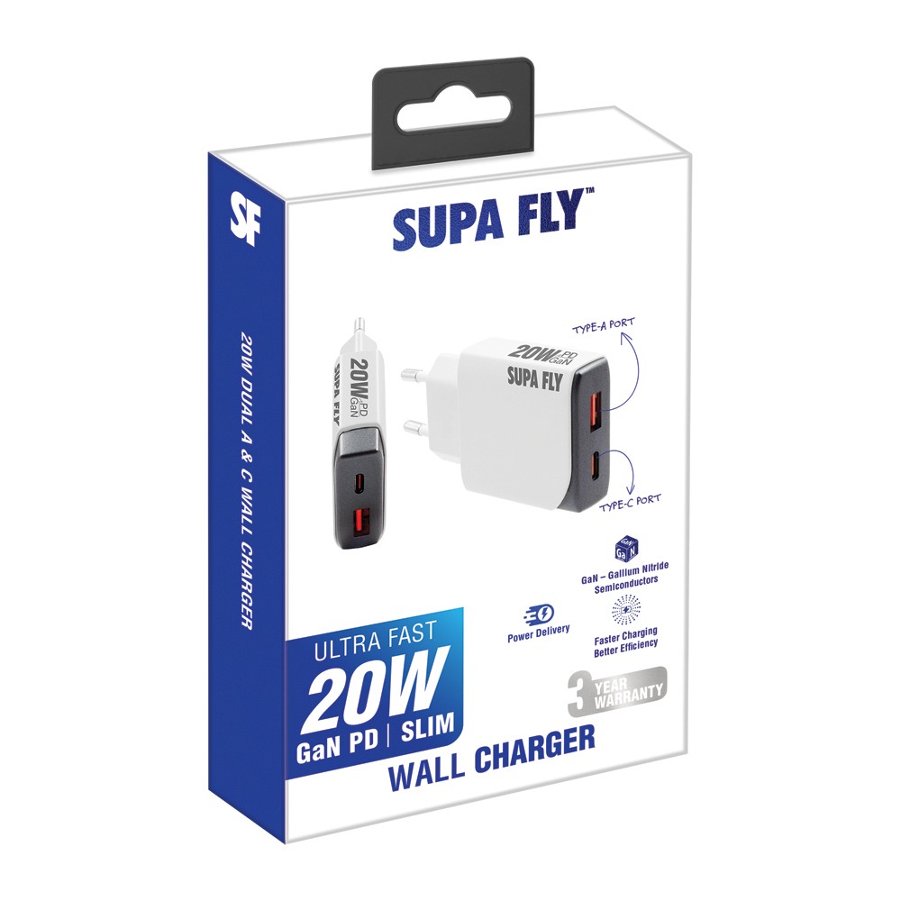 Supa Fly 20W Dual A & C Wall Charger (SFW20WAC)