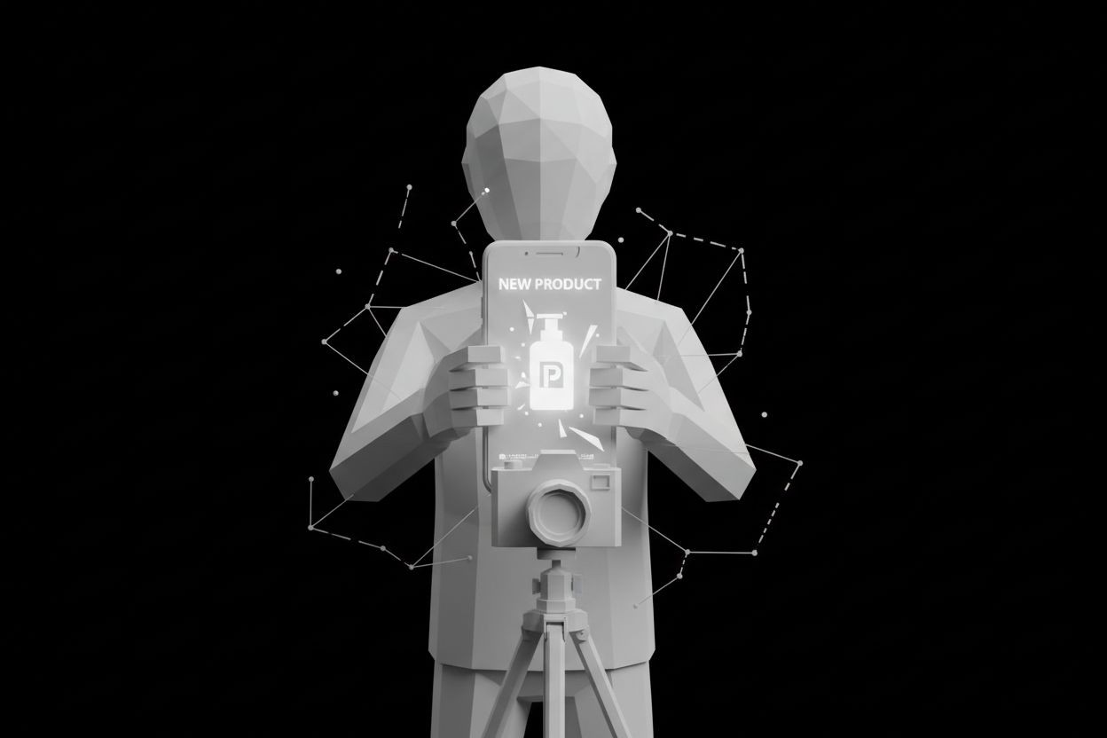 Pembuat konten merekam iklan video vertikal di smartphone