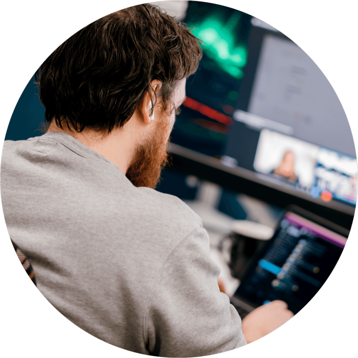 opencast team member working at a desk