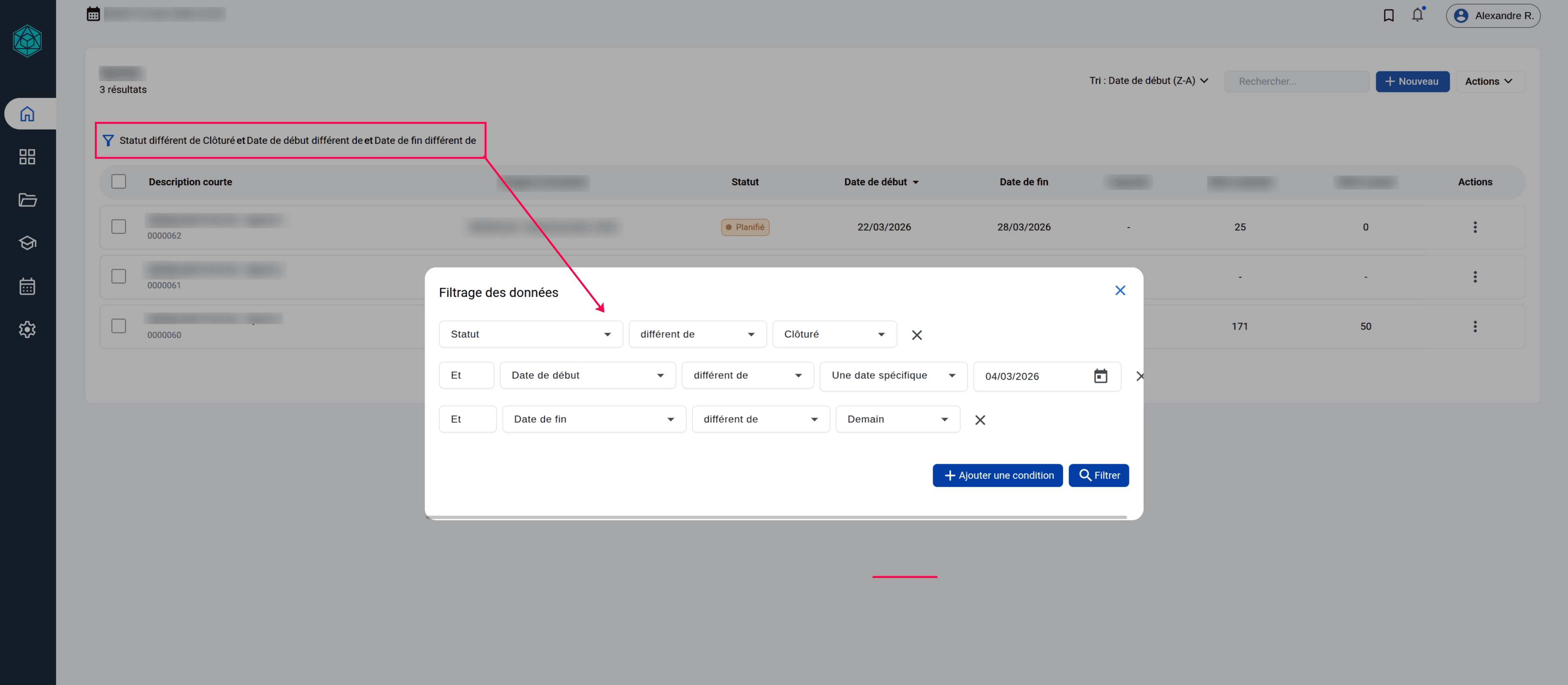 système de filtrage des listes