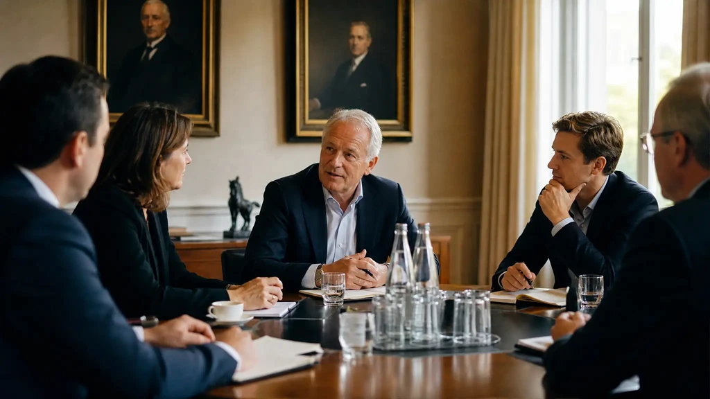 Gesprächsrunde in einem klassischen Sitzungszimmer – Symbolbild für Family Offices