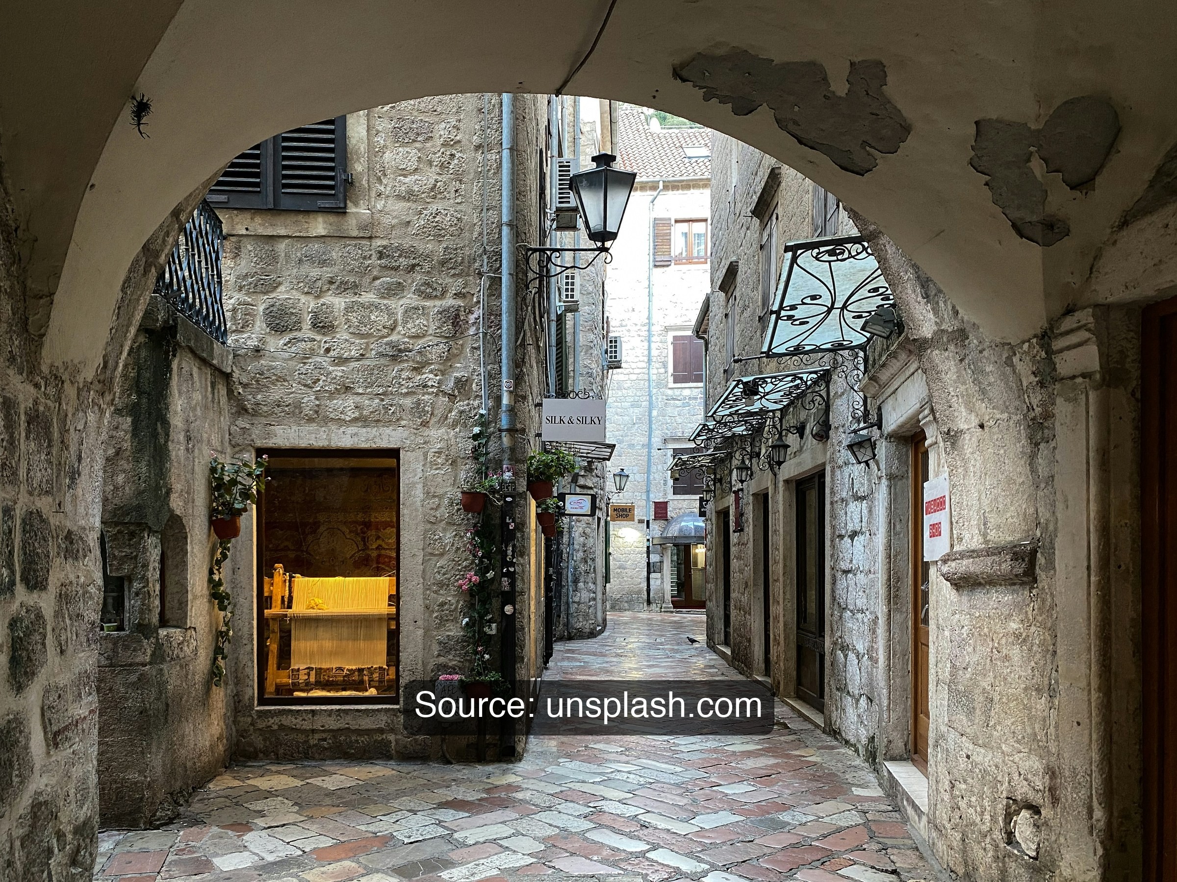 Stone lane in an old coastal town