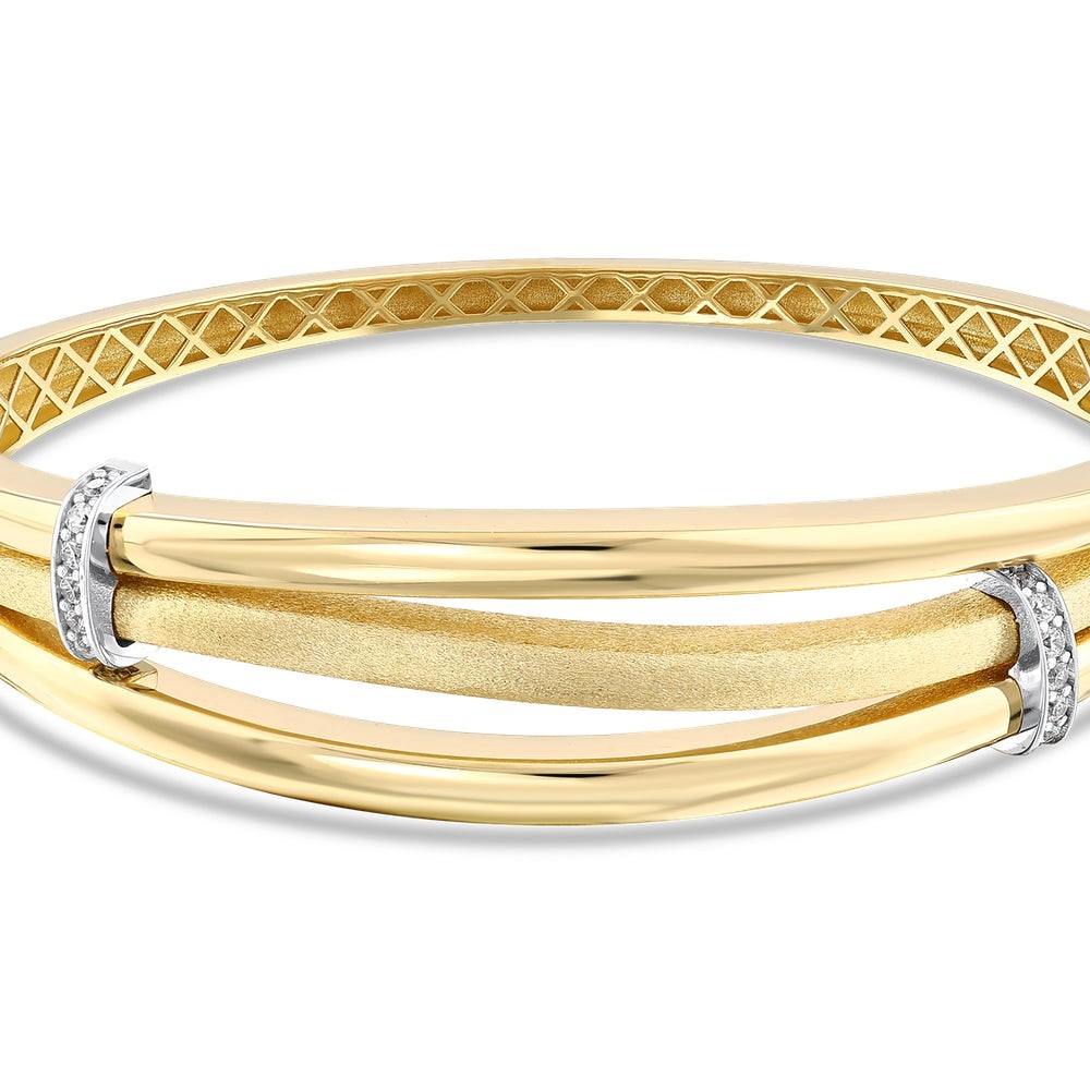 Assos Pırlanta 14 Ayar Altın Özel Tasarım Kelepçe Bilezik Modeli