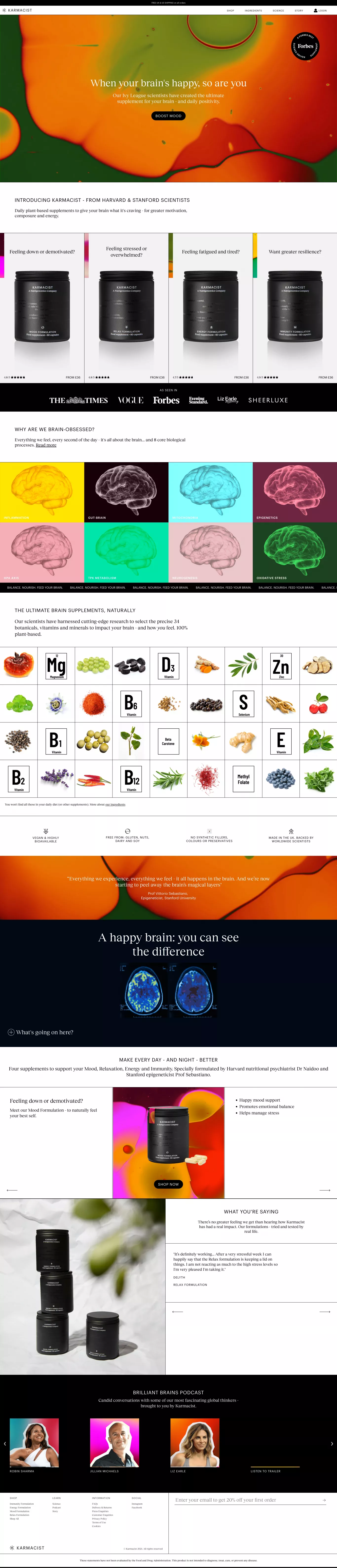 Karmacist landing page screenshot showcasing Health & Fitness and Medical design