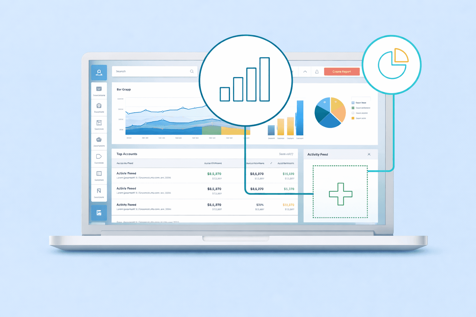 Embedded analytics dashboard shown inside a software application.