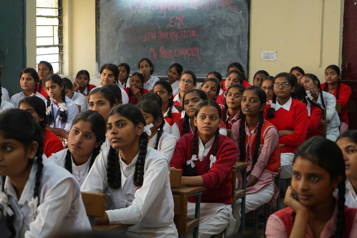 Students in a classroom during a school learning session