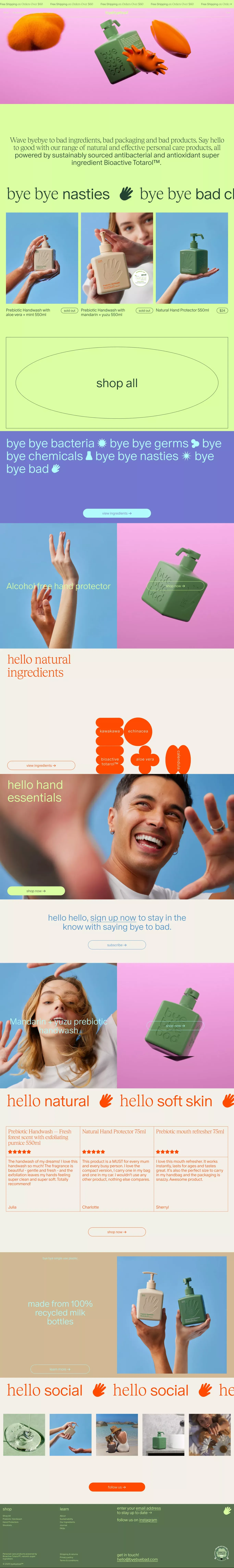 byebyebad™ ecommerce page screenshot showcasing Beauty and Ecommerce design