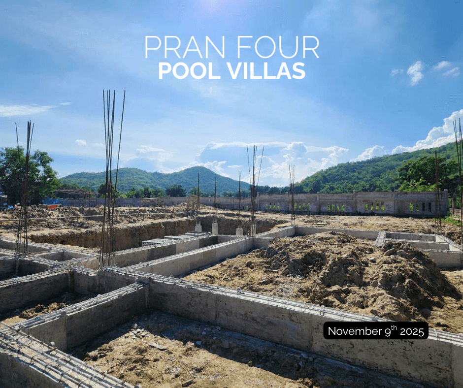 Full site foundations with mountain view