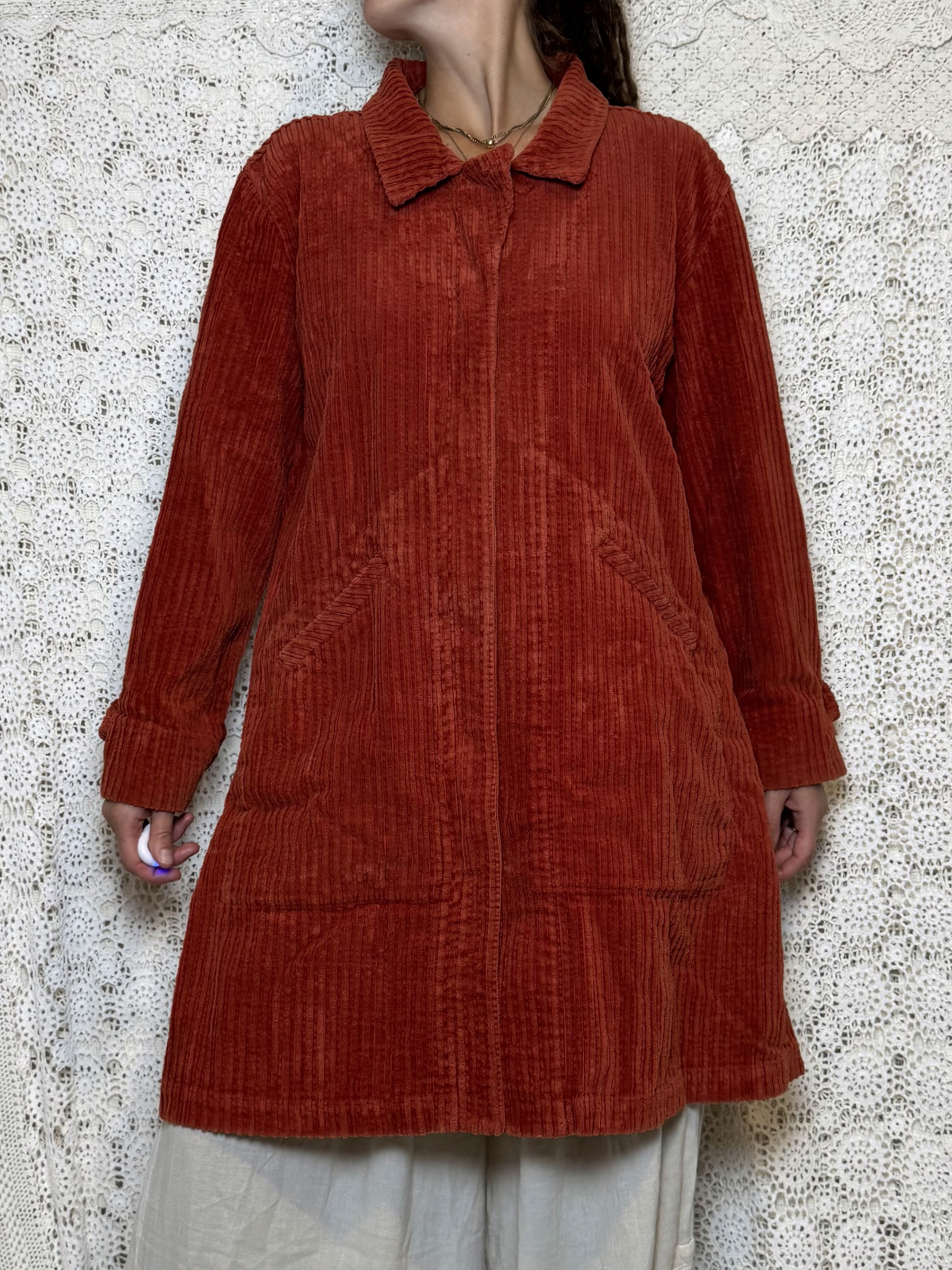 vintage FLAX orange corduroy duster jacket