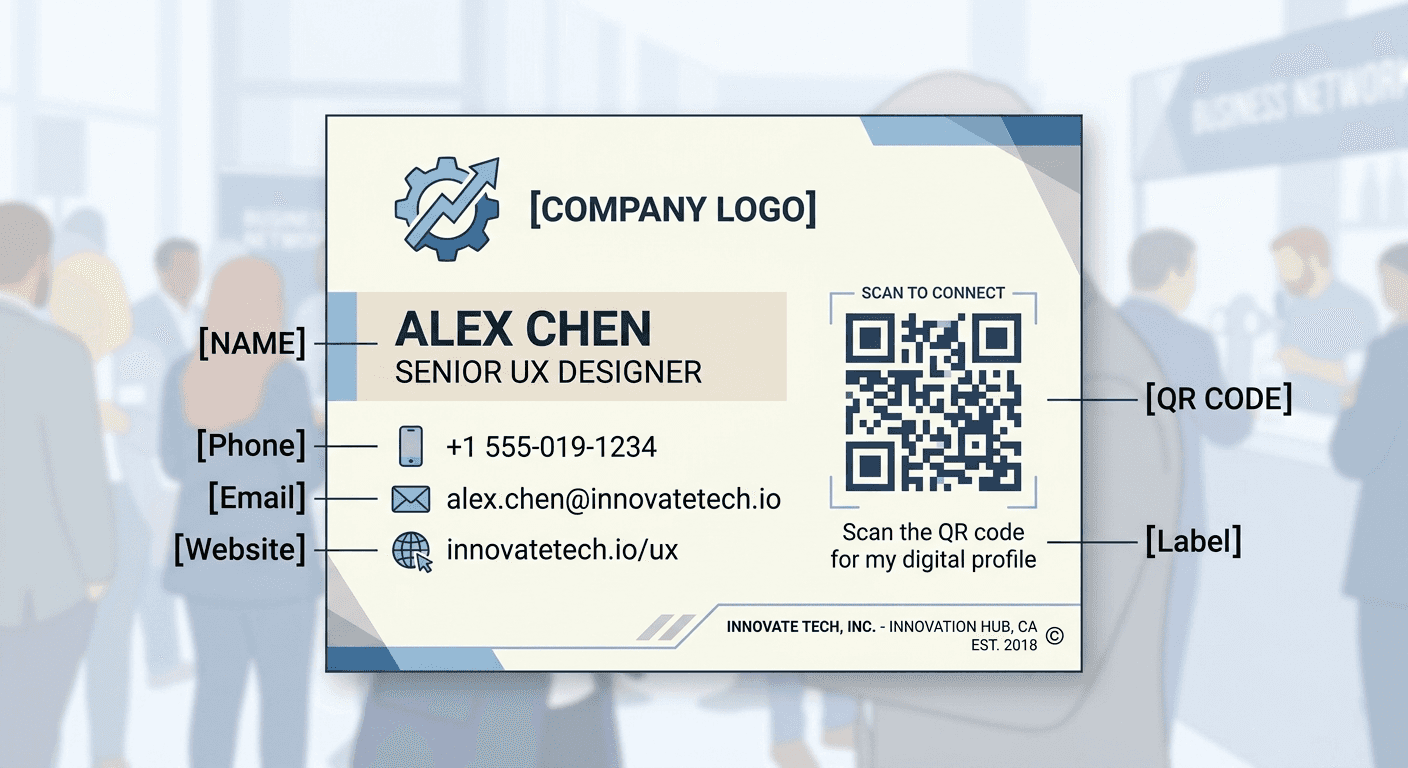 Vector diagram showing essential elements of a business card