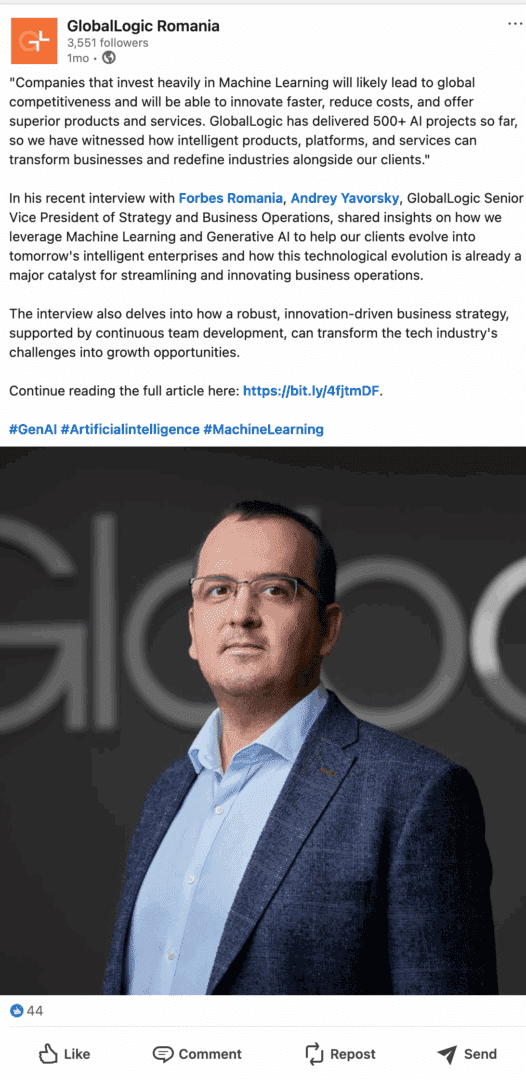 Marketing Spotlight: GlobalLogic Romania social media content