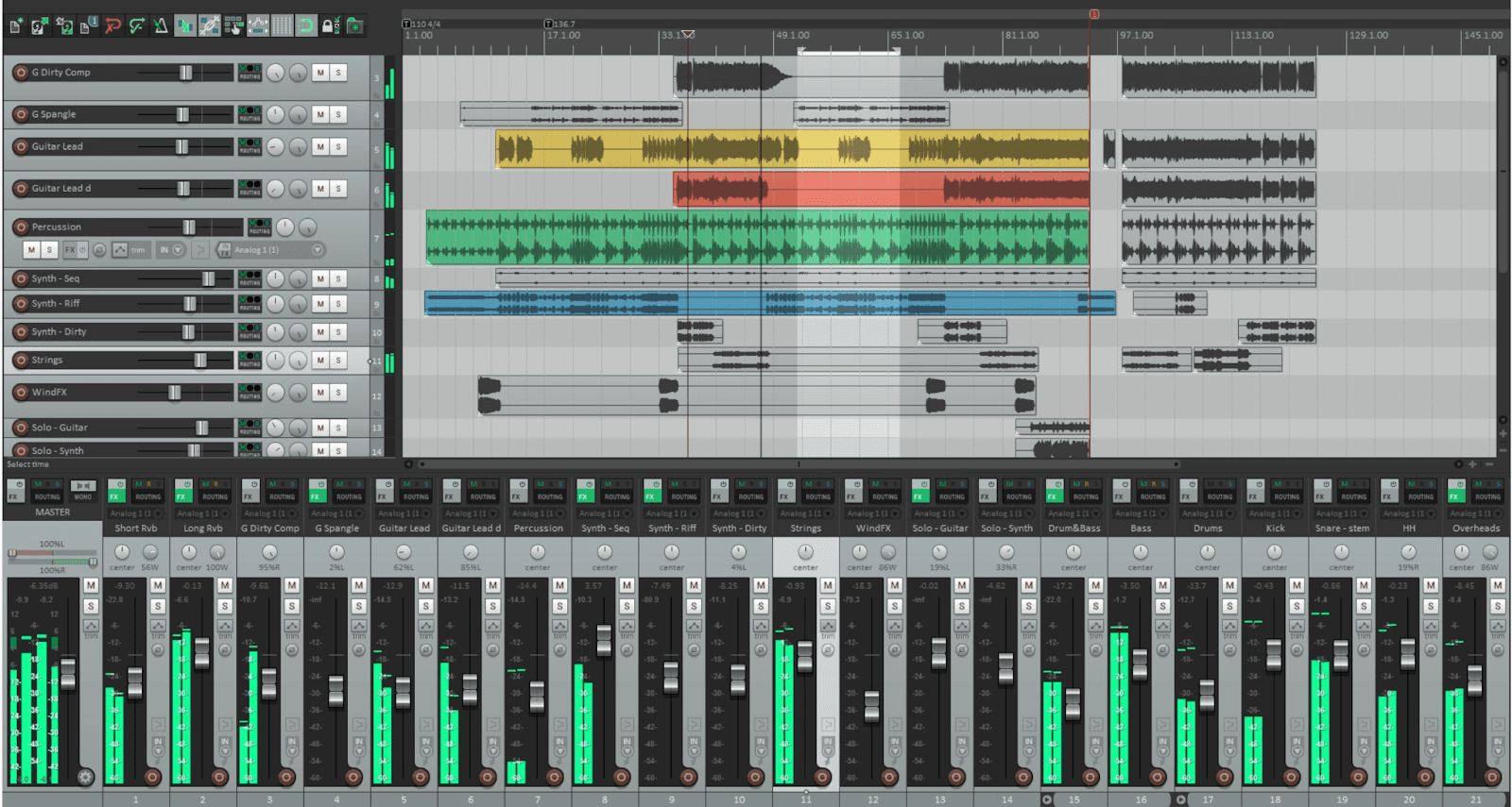 Reaper DAW layout
