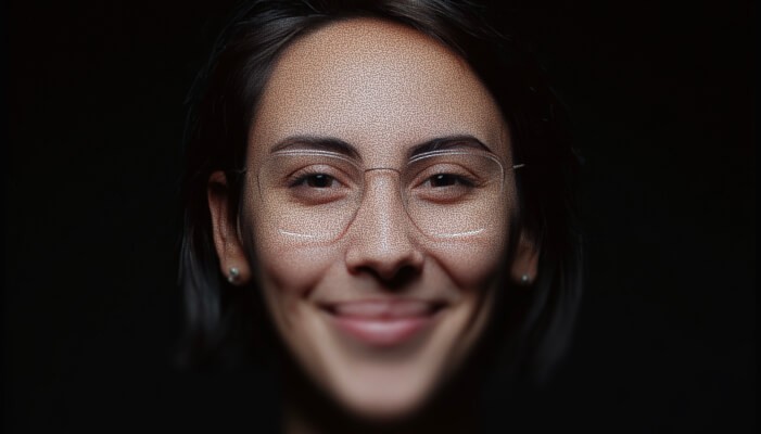 A woman against a dark background